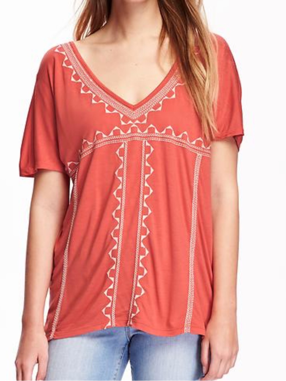 OLD NAVY NWT Apricot Embroidered Relaxed T-Shirt Size Medium